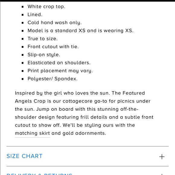 Hello Molly Feathered Angels White Ruffled Crop Top Size Small NWT - Picture 15 of 16